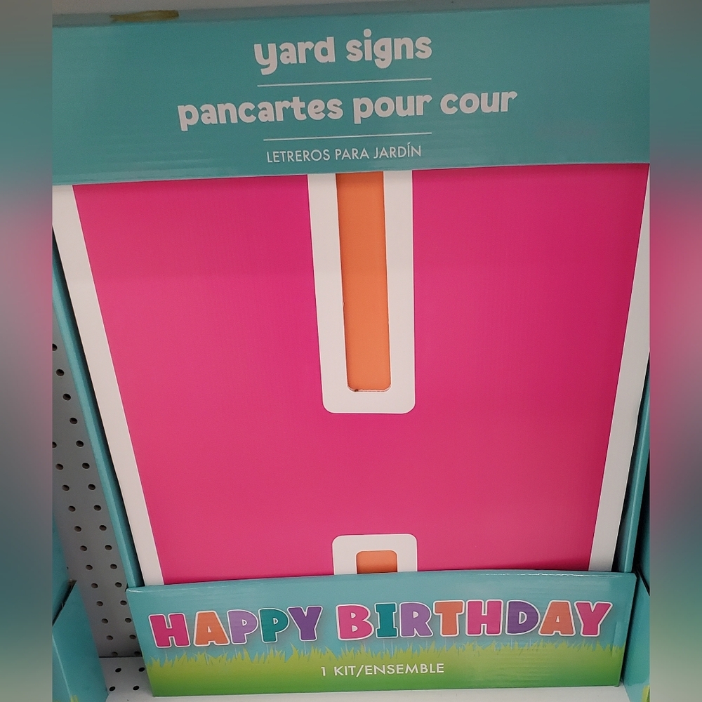 Happy Birthday Outdoor Yard Sign w/steaks multicolor brand*new in box*15 inches
